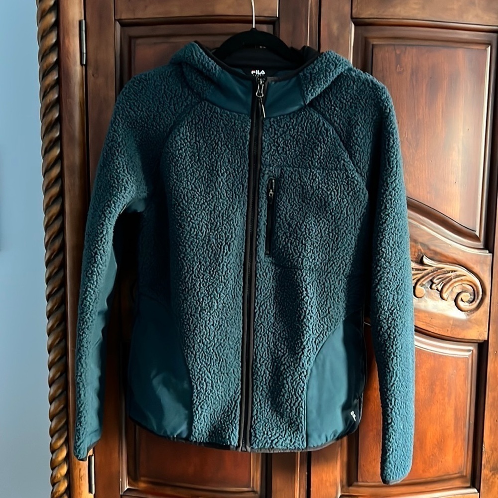 FILA Sport Teal Fleece Zip-Up Jacket- size M